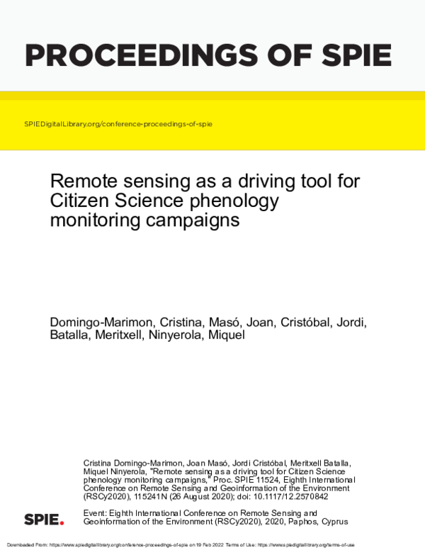 (PDF) Remote sensing as a driving tool for Citizen Science phenology ...