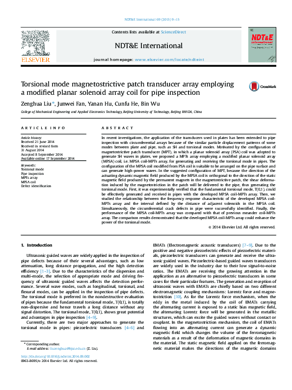 (PDF) Torsional mode magnetostrictive patch transducer array employing ...