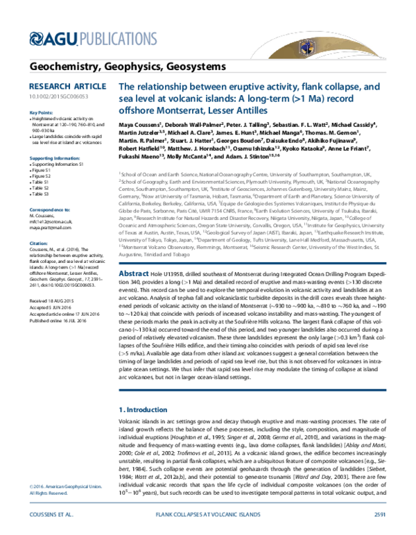 (PDF) The relationship between eruptive activity, flank collapse, and ...