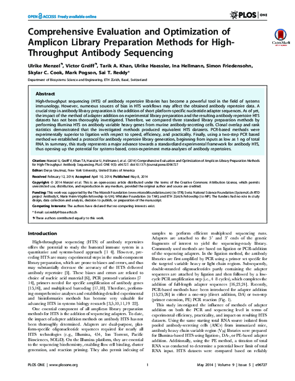 (PDF) Comprehensive evaluation and optimization of amplicon library ...