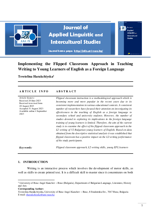(PDF) Implementing the Flipped Classroom Approach in Teaching Writing ...