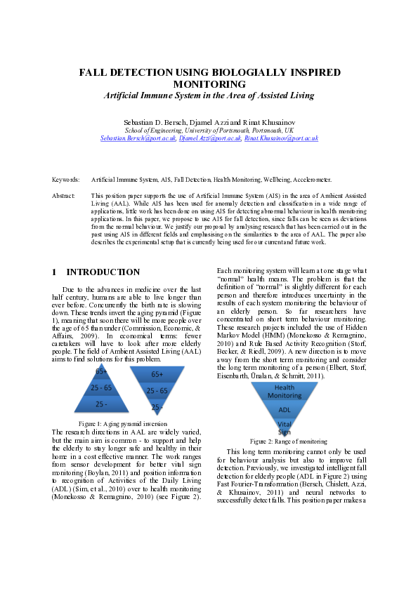(PDF) Fall detection using biologically inspired monitoring: artificial ...
