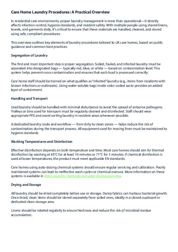 (PDF) Care Home Laundry Procedures: A Practical Overview
