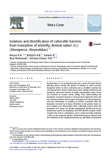 (PDF) Isolation and identification of culturable bacteria from honeydew ...