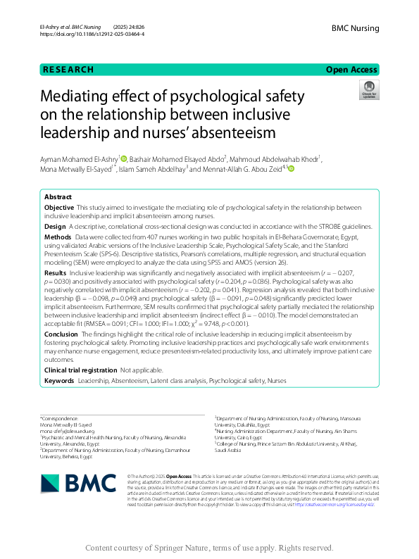 (PDF) Mediating effect of psychological safety on the relationship ...