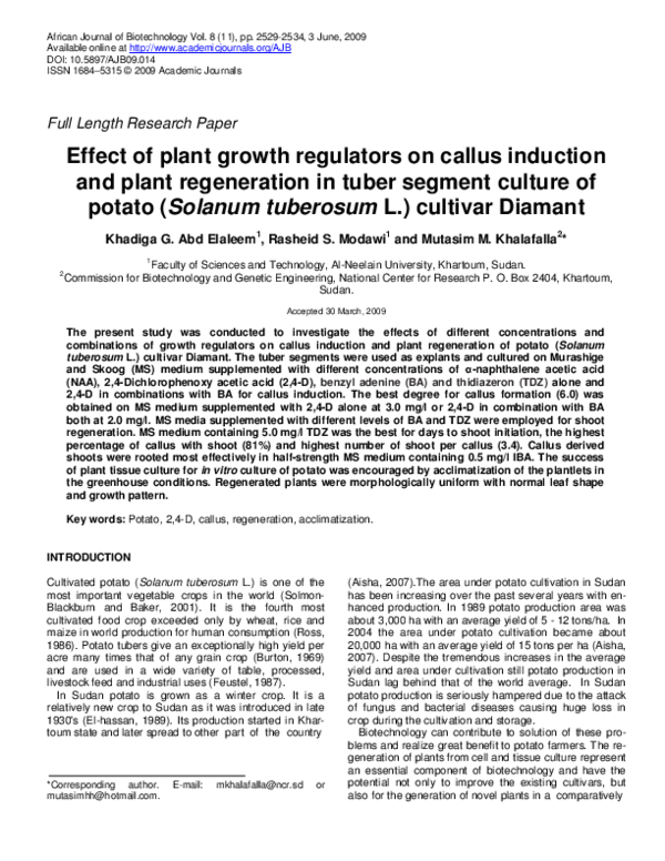 (PDF) Effect of plant growth regulators on callus induction and plant ...
