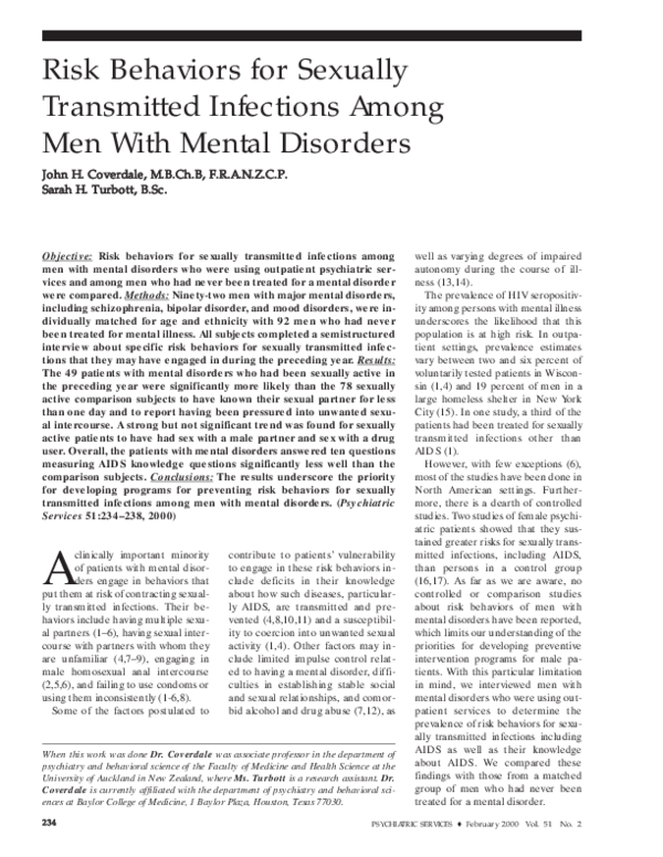 (PDF) Risk Behaviors for Sexually Transmitted Infections Among Men With ...