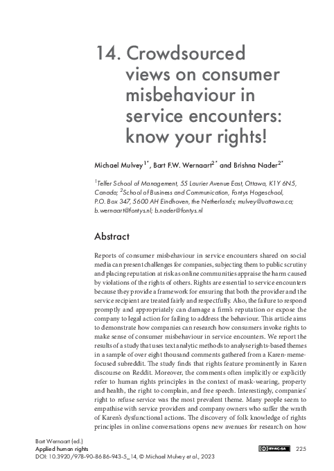 (PDF) Crowdsourced views on consumer misbehaviour in service encounters ...