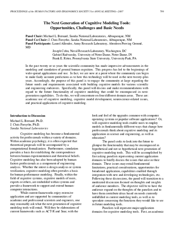 (PDF) The Next Generation of Cognitive Modeling Tools: Opportunities ...