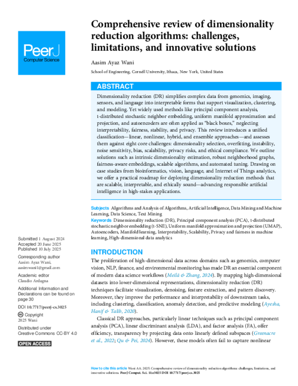 (PDF) Comprehensive review of dimensionality reduction algorithms ...