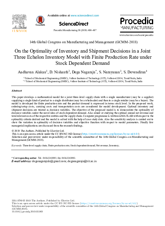 (PDF) On the Optimality of Inventory and Shipment Decisions in a Joint ...