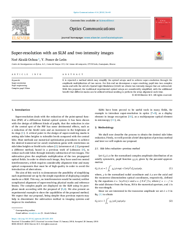(PDF) Super-resolution with an SLM and two intensity images
