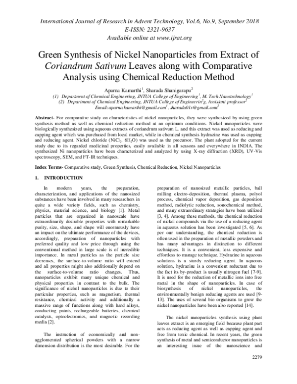 (PDF) Green Synthesis of Nickel Nanoparticles from Extract of ...