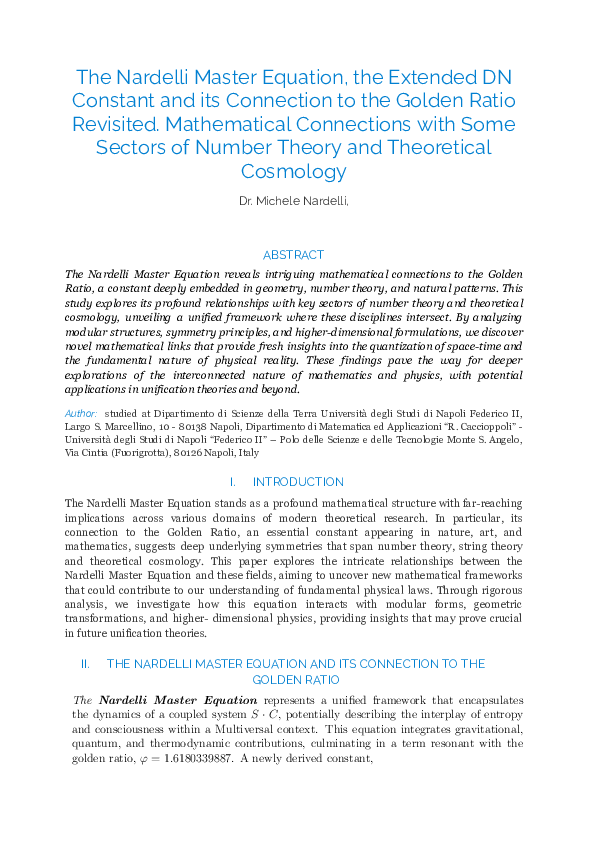 (PDF) The Nardelli Master Equation, the Extended DN Constant and its ...