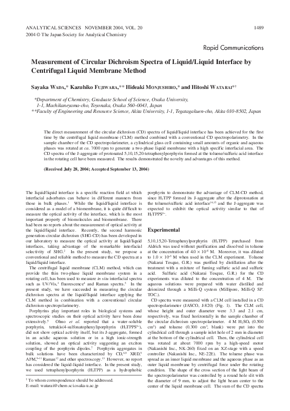 (PDF) Measurement of Circular Dichroism Spectra of Liquid/Liquid ...