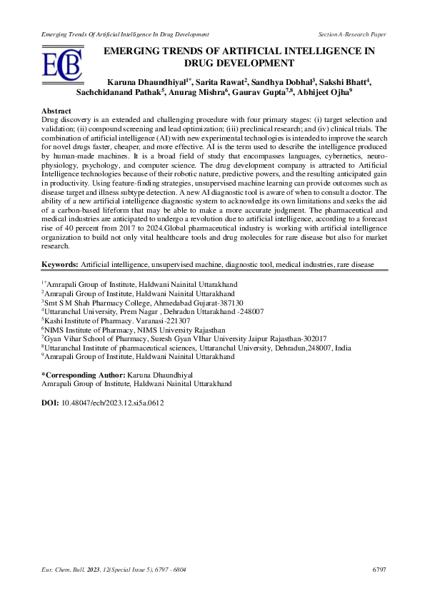 (PDF) EMERGING TRENDS OF ARTIFICIAL INTELLIGENCE IN DRUG DEVELOPMENT