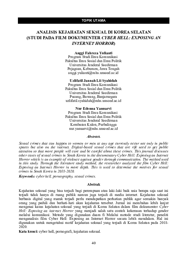 (PDF) Analisis Kejahatan Seksual DI Korea Selatan (Studi Pada Film ...