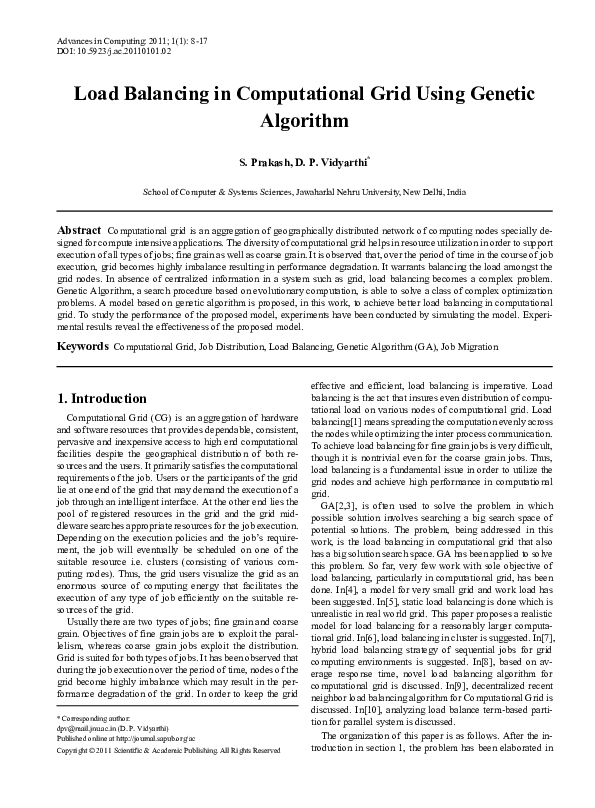 (PDF) Load Balancing in Computational Grid Using Genetic Algorithm