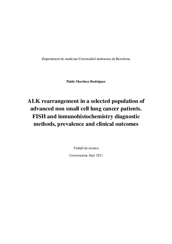 (PDF) ALK rearrangement in a selected population of advanced non-small ...
