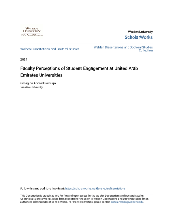 (PDF) Faculty Perceptions of Student Engagement at United Arab Emirates ...
