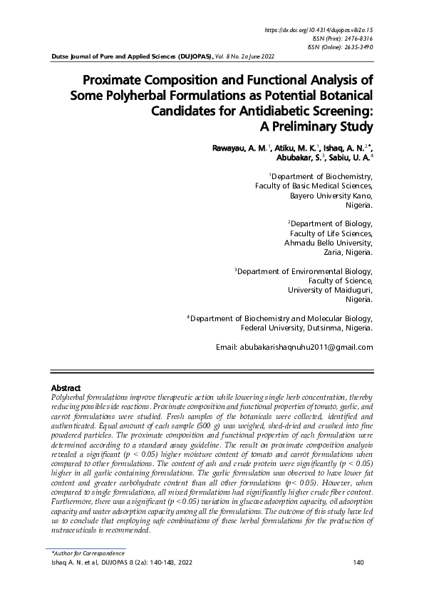 (PDF) Proximate composition and functional analysis of some polyherbal ...