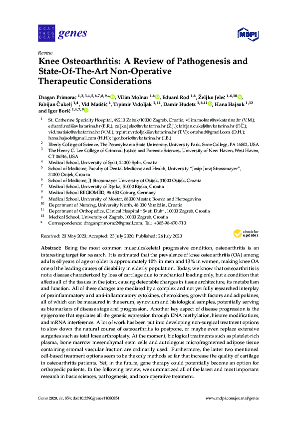 (PDF) Knee Osteoarthritis: A Review of Pathogenesis and State-Of-The ...