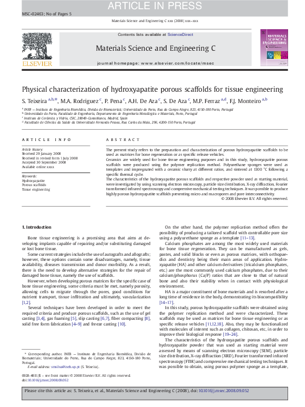 (PDF) Physical characterization of hydroxyapatite porous scaffolds for ...