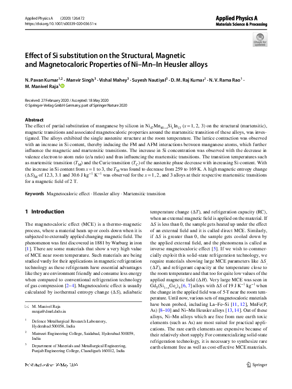 (PDF) Effect of Si substitution on the Structural, Magnetic and ...