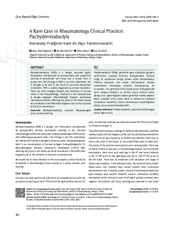 (PDF) A Rare Case in Rheumatology Clinical Practice: Pachydermodactyly