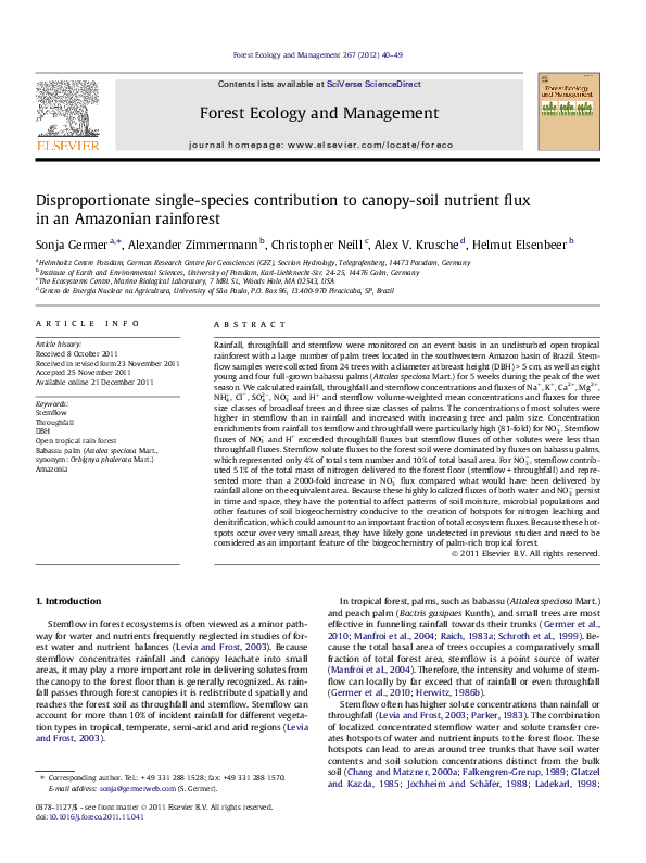 (PDF) Disproportionate single-species contribution to canopy-soil ...