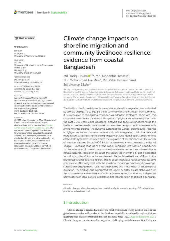 (PDF) Climate change impacts on shoreline migration and community ...