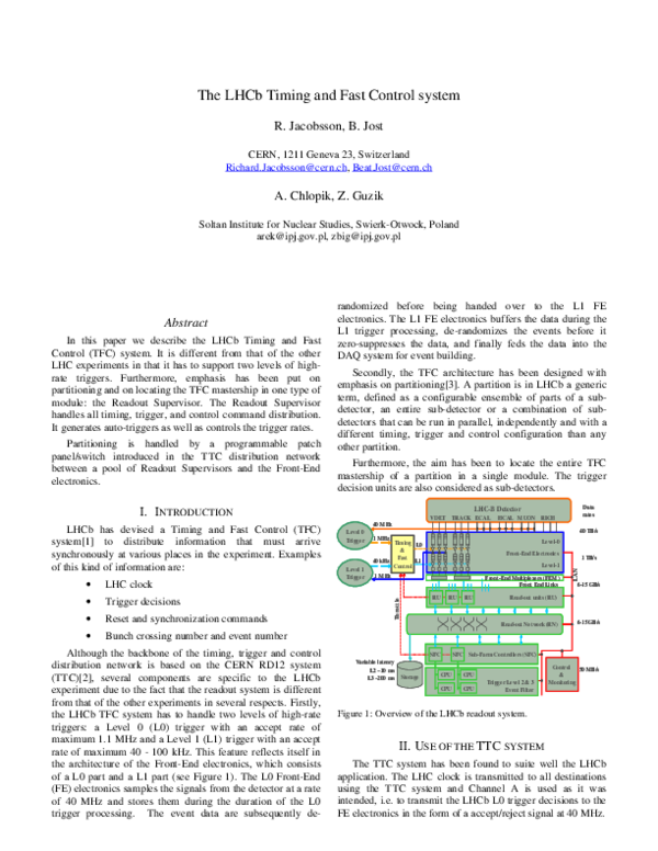 (PDF) The LHCb Timing and Fast Control system