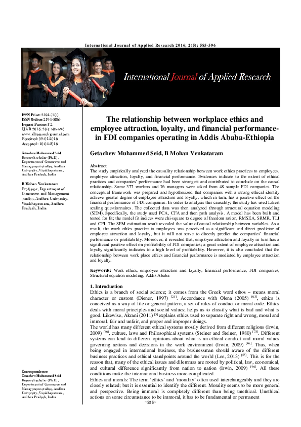 (PDF) The relationship between workplace ethics and employee attraction ...