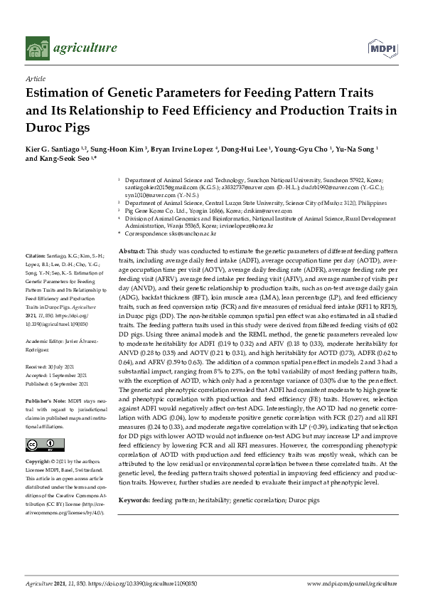 (PDF) Estimation of Genetic Parameters for Feeding Pattern Traits and ...