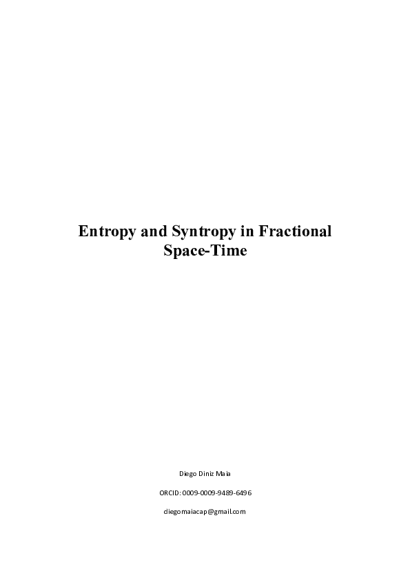 (PDF) Entropy and Syntropy in Fractional Space-Time