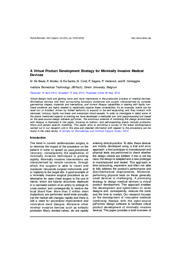 (PDF) A virtual product development strategy for minimally invasive ...