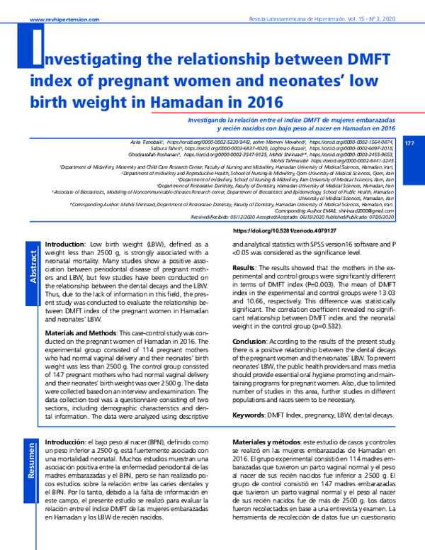 (PDF) Investigating the relationship between DMFT index of pregnant ...