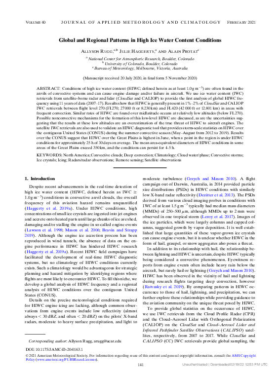 (PDF) Global and Regional Patterns in High Ice Water Content Conditions