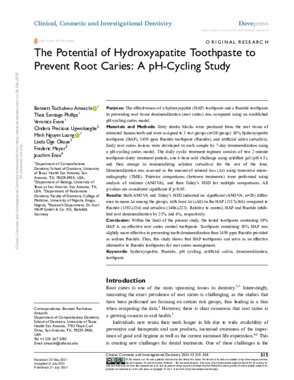 (PDF) The Potential of Hydroxyapatite Toothpaste to Prevent Root Caries ...