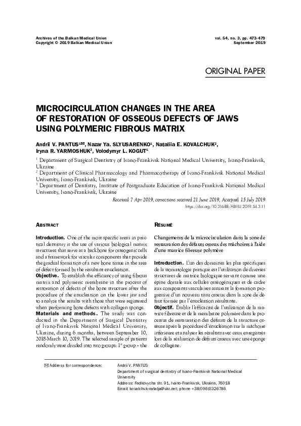 (PDF) Microcirculation changes in the area of restoration of osseous ...