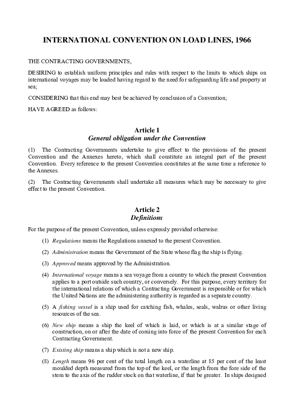 (PDF) International Load Line Convention 1966