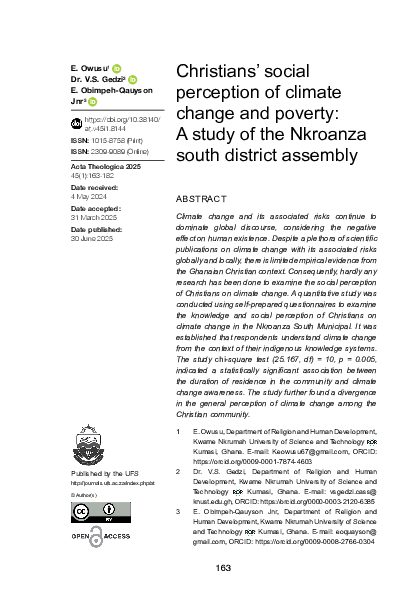 (PDF) Christian Social Perception of Climate Change and Poverty