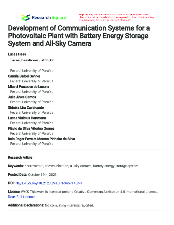 (PDF) Development of Communication Systems for a Photovoltaic Plant ...