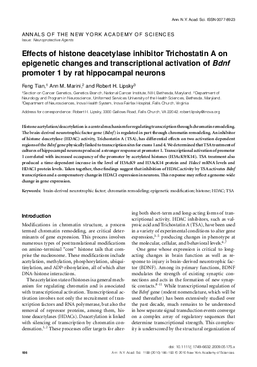 (PDF) Effects of histone deacetylase inhibitor Trichostatin A on ...