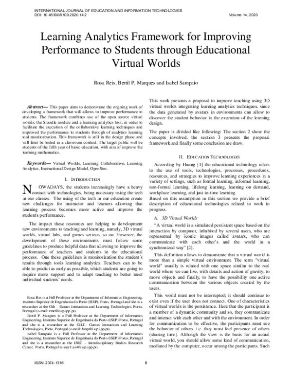 (PDF) Learning Analytics Framework for Improving Performance to ...