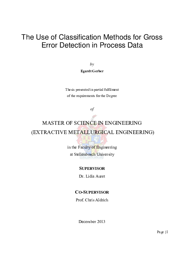 (PDF) The use of classification methods for gross error detection in ...