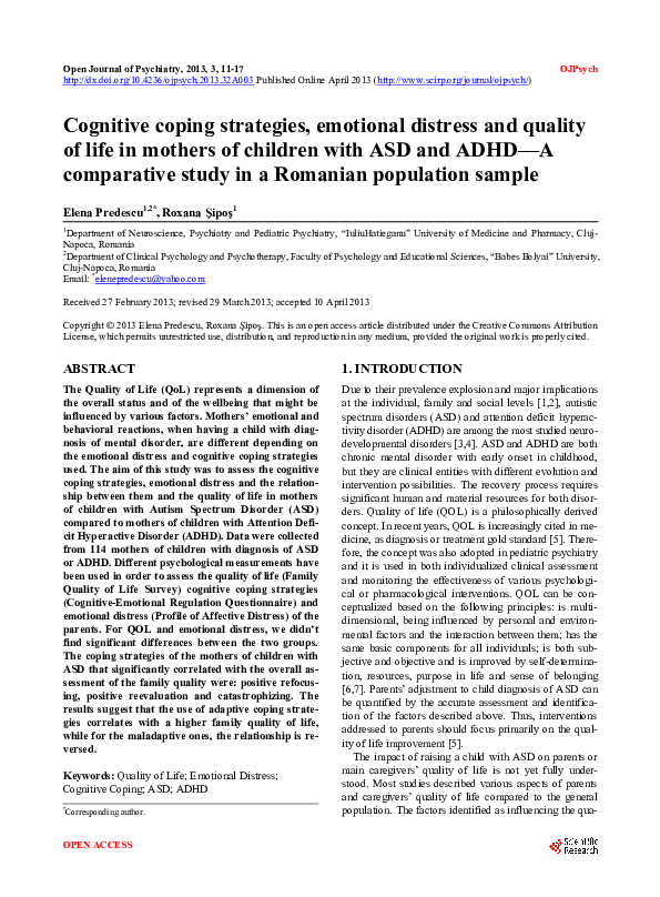 (PDF) Cognitive coping strategies, emotional distress and quality of ...