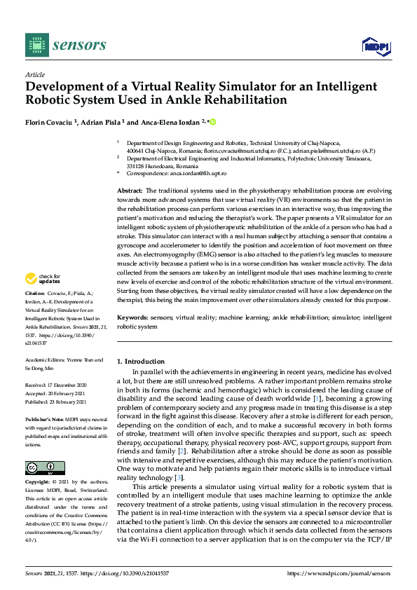 (PDF) Development of a Virtual Reality Simulator for an Intelligent ...