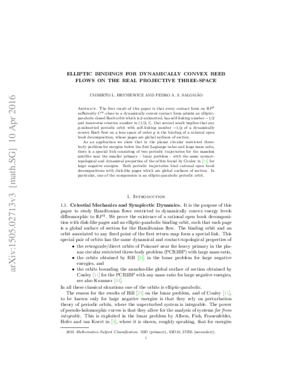 (PDF) Elliptic bindings for dynamically convex Reeb flows on the real ...