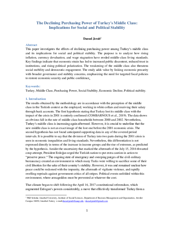(PDF) The Declining Purchasing Power of Turkey's Middle Class ...